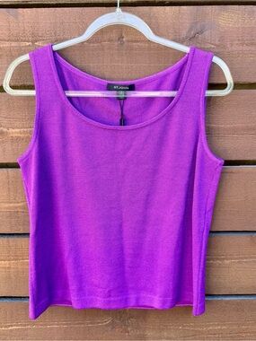 NWT $300 St. John Scoop Neck Knit Sleeveless Cami Tank Top Sz M Mulberry Purple